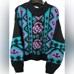 Vintage Ivy Mock Neck Colorful Sweater